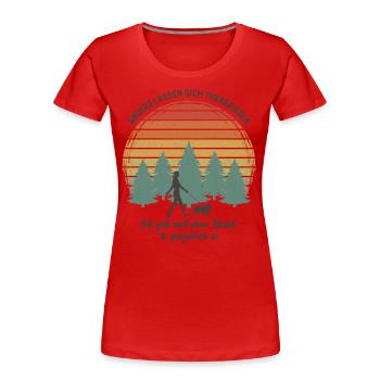 Frauchen Hund Gassi gehen Therapie Hundebesitzerin - Frauen Premium Bio T-Shirt - Rot - Vorne - Mia (176cm)
