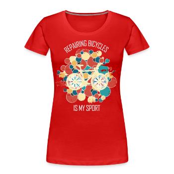 Fahrradwerkstatt Fahrradmonteurin Fahrrad - Frauen Premium Bio T-Shirt - Rot - Vorne - Mia (176cm)