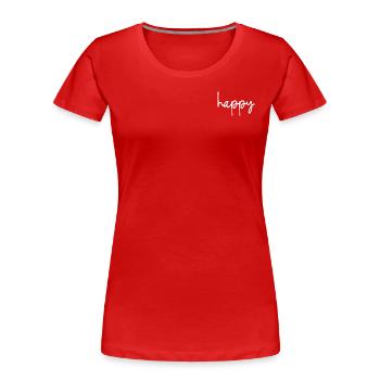 Happy - Women's Premium Organic T-Shirt - red - Front - Mia (176cm)