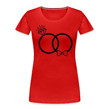 Hochzeit Eheringe Ring Diamant Fliege Paar JGA sw - Frauen Premium Bio T-Shirt - Rot - Vorne - Mia (176cm)
