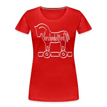 Wortklauberei - Trojanisches VerschaukelPferd 2 - Frauen Premium Bio T-Shirt - Rot - Vorne - Mia (176cm)