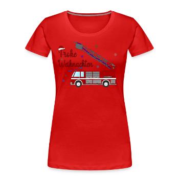 Feuerwehrauto Weihnachten - Frauen Premium Bio T-Shirt - Rot - Vorne - Mia (176cm)