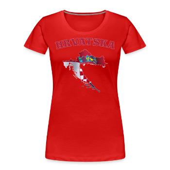 Carte du drapeau de la Croatie - T-shirt bio Premium Femme - rouge - Devant - Mia (176cm)