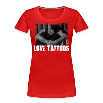 Love Tattoos Inked Tattoo Body Jewelry - T-shirt bio Premium Femme - rouge - Devant - Mia (176cm)