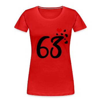 63rd birthday anniversary hearts 63 - Women's Premium Organic T-Shirt - red - Front - Mia (176cm)