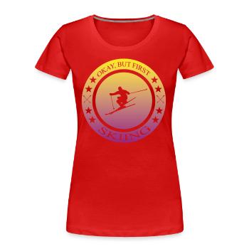 Ski fahren, Skiing, Pistensau - Frauen Premium Bio T-Shirt - Rot - Vorne - Mia (176cm)