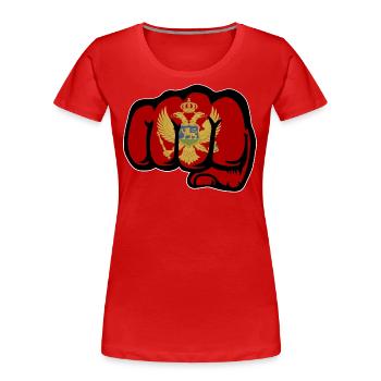 Montenegro Flagge Faust - Frauen Premium Bio T-Shirt - Rot - Vorne - Mia (176cm)