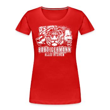 Bärtiger Mann, Bär Tiger Mann, Vater, Papa - Frauen Premium Bio T-Shirt - Rot - Vorne - Mia (176cm)