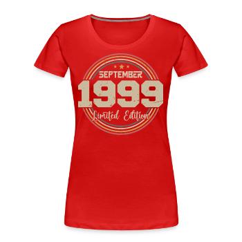 Geburtstagsgeschenk September 1999 - Frauen Premium Bio T-Shirt - Rot - Vorne - Mia (176cm)