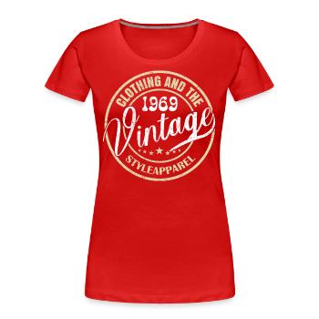 Jahrgang 1969 Retro 1969 Geburtstagsgeschenk 1969 - Frauen Premium Bio T-Shirt - Rot - Vorne - Mia (176cm)