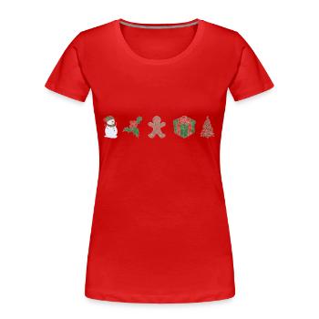 Boho Line Art Design, Series "Xmas" - Women's Premium Organic T-Shirt - red - Front - Mia (176cm)