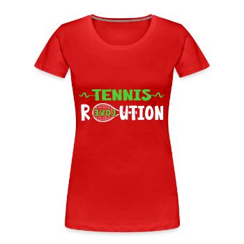 Balle de match de tennis raquette de tennis « tennis-love » - T-shirt bio Premium Femme - rouge - Devant - Mia (176cm)