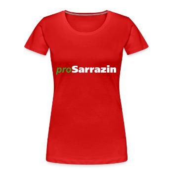 proSarrazin - Frauen Premium Bio T-Shirt - Rot - Vorne - Mia (176cm)