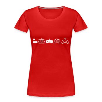 Entwicklung der Konsolen-Videospiele - Frauen Premium Bio T-Shirt - Rot - Vorne - Mia (176cm)