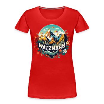 Watzmann Schönheit Alpenblumen Begeisterung Stolz - Frauen Premium Bio T-Shirt - Rot - Vorne - Mia (176cm)