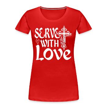 Mit Liebe dienen Christlicher Missionar - Frauen Premium Bio T-Shirt - Rot - Vorne - Mia (176cm)