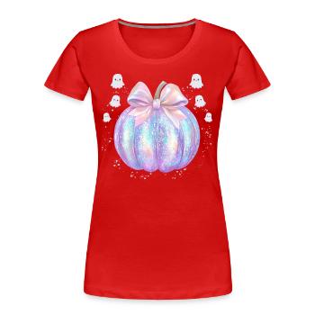 Retro Halloween Disco Kürbis - Frauen Premium Bio T-Shirt - Rot - Vorne - Mia (176cm)