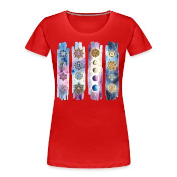 Meditation Aquarell Mandala Yoga - Frauen Premium Bio T-Shirt - Rot - Vorne - Mia (176cm)