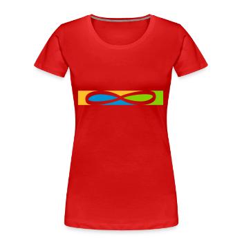 Icône Stripe Infinity - T-shirt bio Premium Femme - rouge - Devant - Mia (176cm)