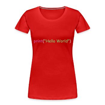 Hello World programmation Python C++ C # - T-shirt bio Premium Femme - rouge - Devant - Mia (176cm)