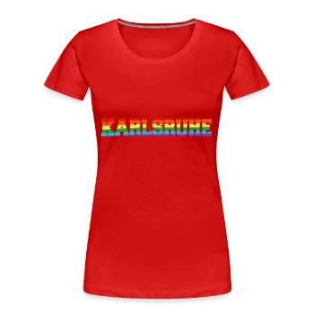 Karlsruhe Regenbogenfahne - Frauen Premium Bio T-Shirt - Rot - Vorne - Mia (176cm)