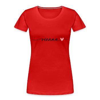 Nom de Vienne Vienna Word Calligraphy Script - T-shirt bio Premium Femme - rouge - Devant - Mia (176cm)