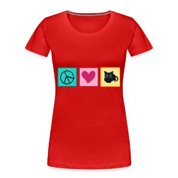 Cat Cat hair "love peace cats" - Women's Premium Organic T-Shirt - red - Front - Mia (176cm)