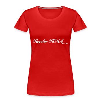 Rom régulier - Lettrage blanc - T-shirt bio Premium Femme - rouge - Devant - Mia (176cm)