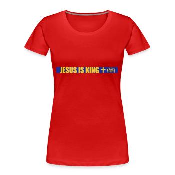jesus is king Zitat - Frauen Premium Bio T-Shirt - Rot - Vorne - Mia (176cm)