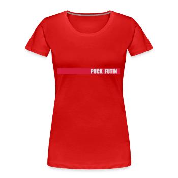 puck futin logo design - Women's Premium Organic T-Shirt - red - Front - Mia (176cm)