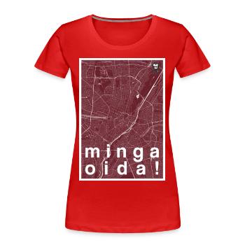München Hipster Stadt Karte rot minga oida! - Frauen Premium Bio T-Shirt - Rot - Vorne - Mia (176cm)