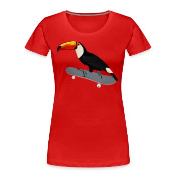 Tukan Skateboard Vogel Skaten Lustiges Tier - Frauen Premium Bio T-Shirt - Rot - Vorne - Mia (176cm)
