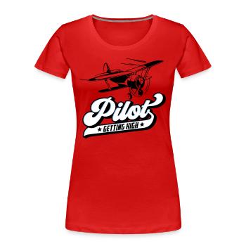 Fliegen Flieger Pilot Pilotin | Farben änderbar - Frauen Premium Bio T-Shirt - Rot - Vorne - Mia (176cm)