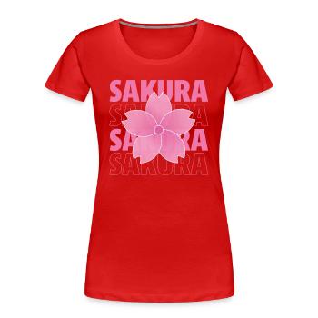 SAKURA - Frauen Premium Bio T-Shirt - Rot - Vorne - Mia (176cm)