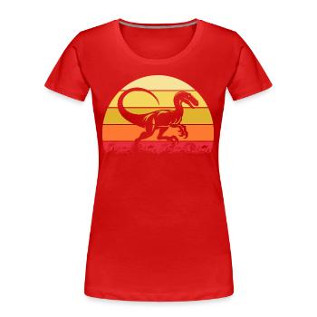 Archäologe Dino Velociraptor Dinosaurier - Frauen Premium Bio T-Shirt - Rot - Vorne - Mia (176cm)