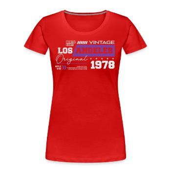 1978 Vintage Born Legend 46 Anniversaire - T-shirt bio Premium Femme - rouge - Devant - Mia (176cm)