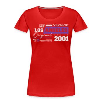 2001 Vintage Born Legend 23 Anniversaire - T-shirt bio Premium Femme - rouge - Devant - Mia (176cm)