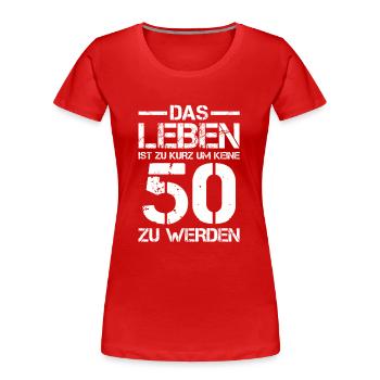 50e anniversaire - T-shirt bio Premium Femme - rouge - Devant - Mia (176cm)
