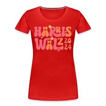 Kamala Harris Walzer Walzer 2024 Retro - Frauen Premium Bio T-Shirt - Rot - Vorne - Mia (176cm)