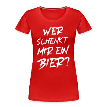 Qui va me donner une bière ? Festival de la bière de Majorque - T-shirt bio Premium Femme - rouge - Devant - Mia (176cm)