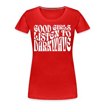 Mädchen hören Darkwave-Musik - Frauen Premium Bio T-Shirt - Rot - Vorne - Mia (176cm)