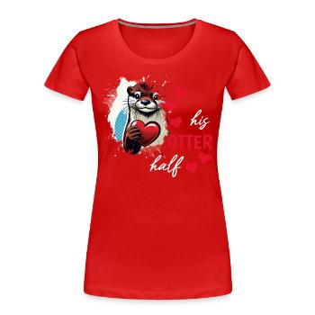 Otter Half Love Gift - Women's Premium Organic T-Shirt - red - Front - Mia (176cm)