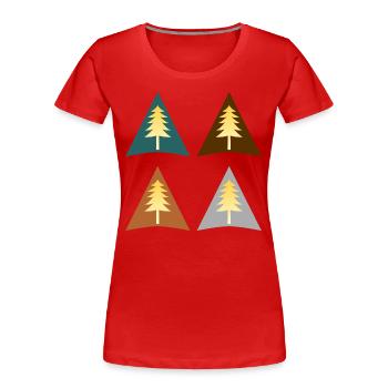 Sapins De Noël Dorés - T-shirt bio Premium Femme - rouge - Devant - Mia (176cm)
