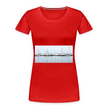 Les bateaux et leur reflet - T-shirt bio Premium Femme - rouge - Devant - Mia (176cm)