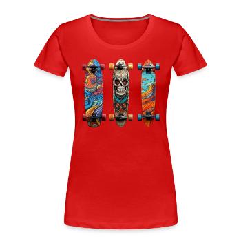 Conception cool du longboard - T-shirt bio Premium Femme - rouge - Devant - Mia (176cm)