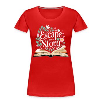 Bücherliebhaber Lesefan - Frauen Premium Bio T-Shirt - Rot - Vorne - Mia (176cm)