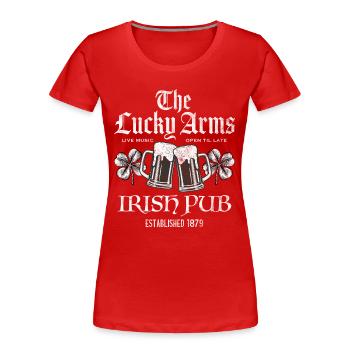 Lucky Arms Irish Pub - Frauen Premium Bio T-Shirt - Rot - Vorne - Mia (176cm)