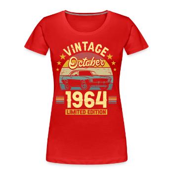 Oktober 1964 Auto zum 60-jährigen Jubiläum - Frauen Premium Bio T-Shirt - Rot - Vorne - Mia (176cm)