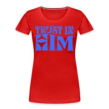 Christentum Christlicher Bibelvers - Frauen Premium Bio T-Shirt - Rot - Vorne - Mia (176cm)