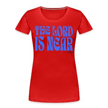 Christentum Christlicher Bibelvers - Frauen Premium Bio T-Shirt - Rot - Vorne - Mia (176cm)